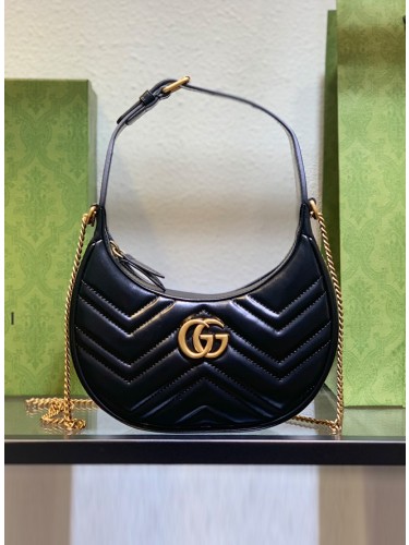 GUCCI-구찌 GG 마몬트 마틀라세 하프문 미니백-B65