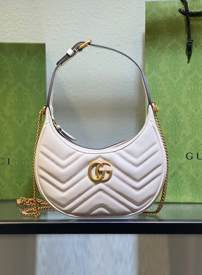 GUCCI-구찌 GG 마몬트 마틀라세 하프문 미니백-B66