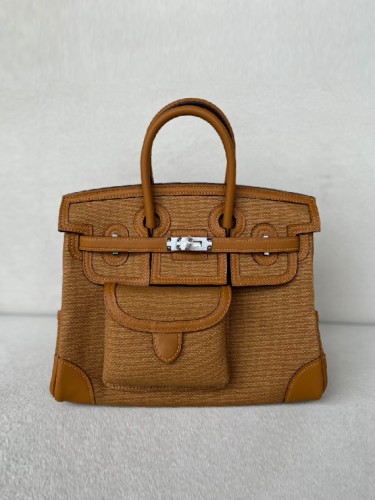 HERMES-New Birkin 25 Cargo Ecru Toile Goeland Veau Swift 2021 Handbag ( 25cm) -B09