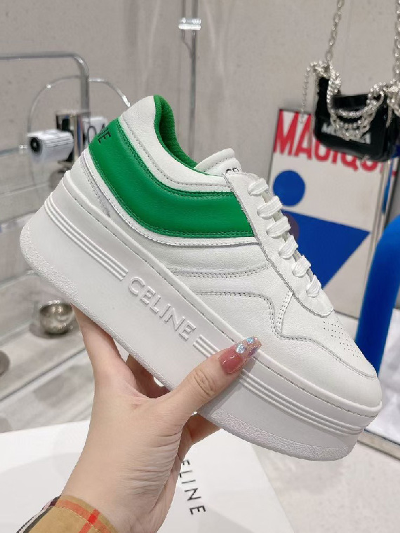 CELINE-셀린느 웨지 아웃솔 블록 스니커즈-카프스킨-S02 ( 굽높이: 6cm )