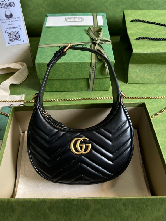 GUCCI-구찌 GG 마몬트 마틀라세 하프문 호보백-B128