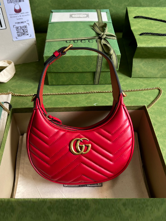 GUCCI-구찌 GG 마몬트 마틀라세 하프문 호보백-B129