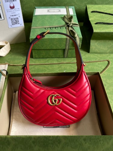 GUCCI-구찌 GG 마몬트 마틀라세 하프문 호보백-B129