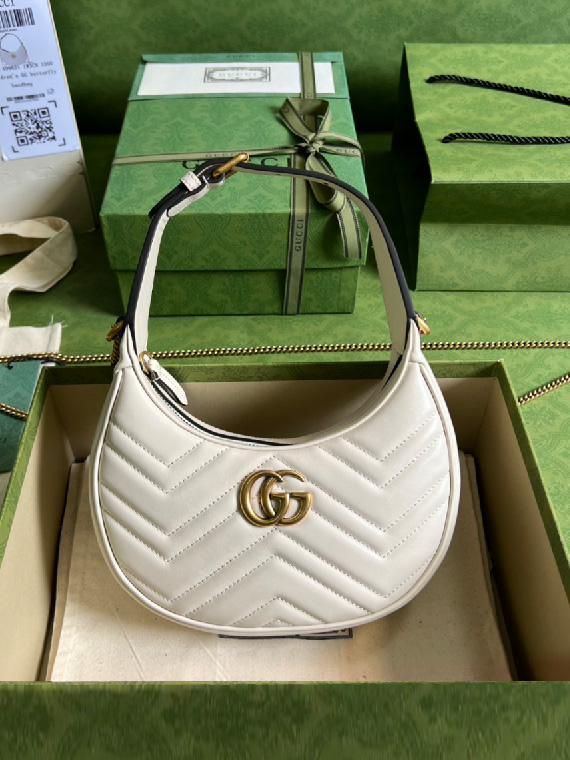 GUCCI-구찌 GG 마몬트 마틀라세 하프문 호보백-B130