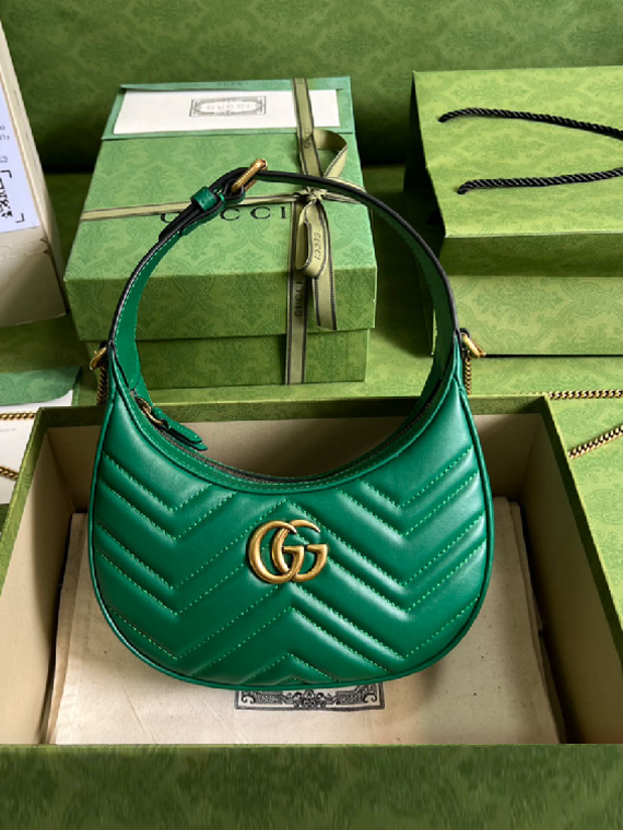 GUCCI-구찌 GG 마몬트 마틀라세 하프문 호보백-B131