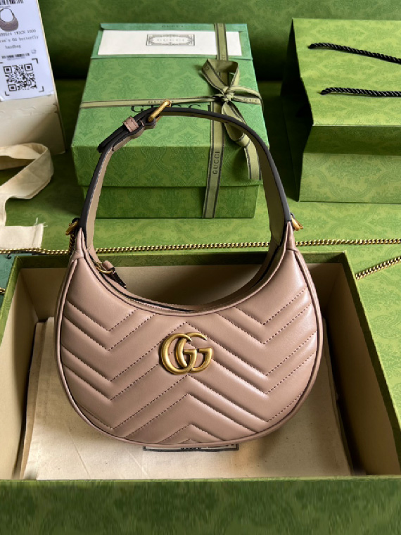 GUCCI-구찌 GG 마몬트 마틀라세 하프문 호보백-B133