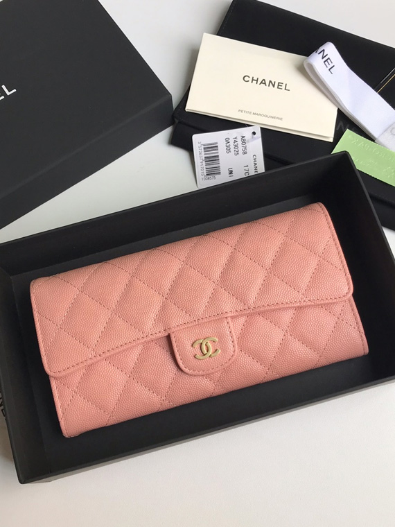 CHANEL-샤넬 클래식 캐비어 플랩 장지갑-W15