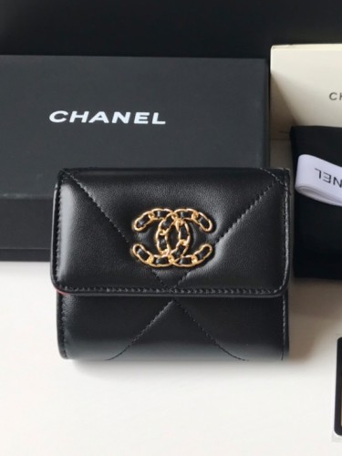 CHANEL-샤넬19 램스킨 플랩 반지갑-W18