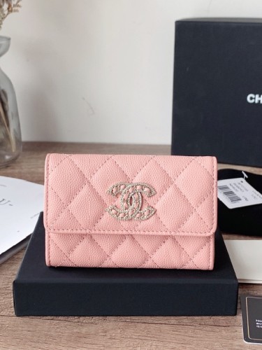 CHANEL-샤넬 22s 캐비어 똑딱이 카드지갑-W26