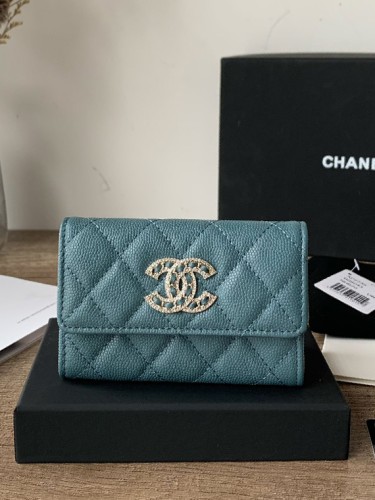 CHANEL-샤넬 22s 캐비어 똑딱이 카드지갑-W28