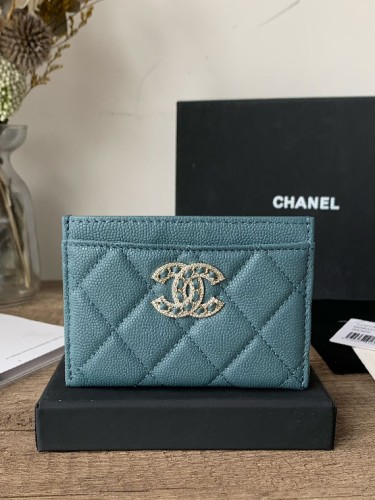 CHANEL-샤넬 19 크리스탈 캐비어 카드지갑-W30