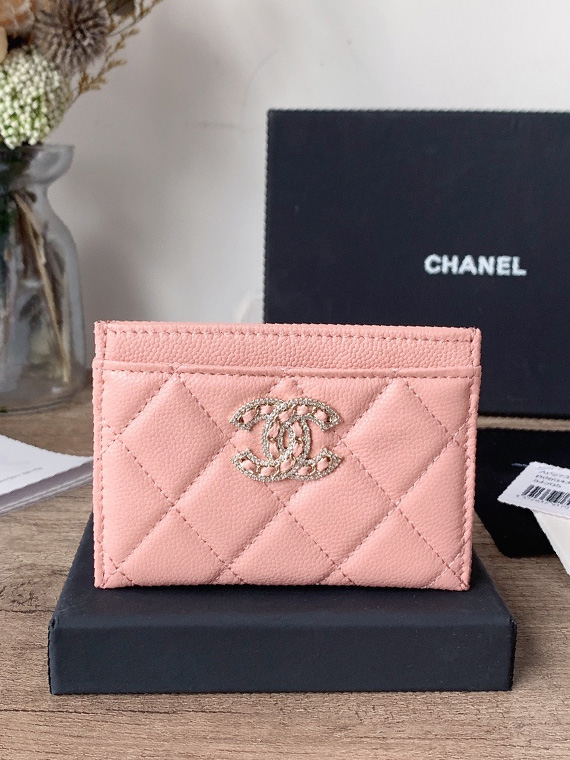 CHANEL-샤넬 19 크리스탈 캐비어 카드지갑-W31