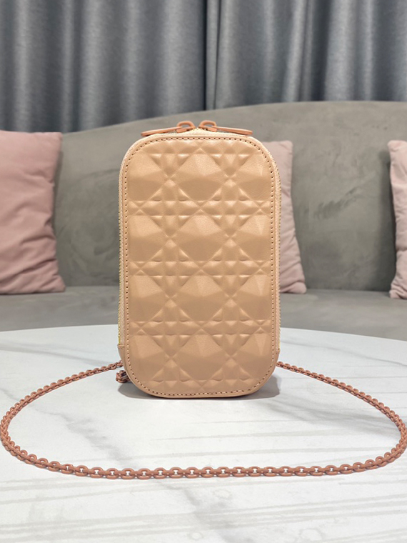 DIOR-레이디 디올 핸드폰 가방 로즈 드 방 다이아몬드 까나쥬-B136